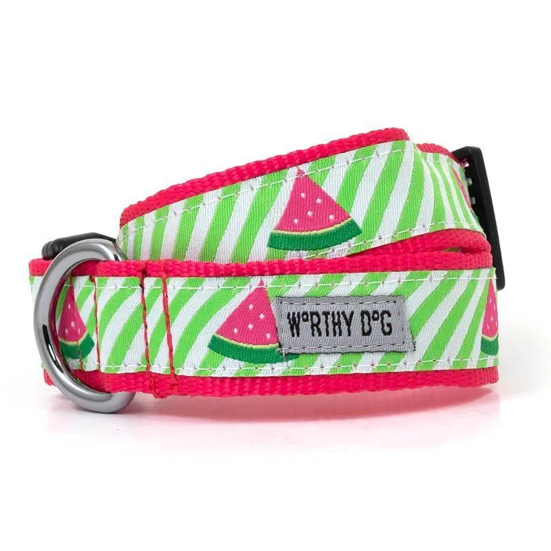 Green Stripe Watermelon Dog Collar Small