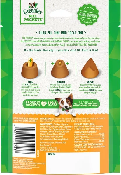 Greenies Pill Pockets Canine Chicken Flavor Dog Treats