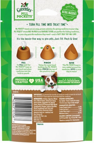 Greenies Pill Pockets Canine Peanut Butter Flavor Dog Treats