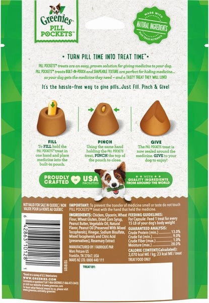 Greenies Pill Pockets Canine Peanut Butter Flavor Dog Treats