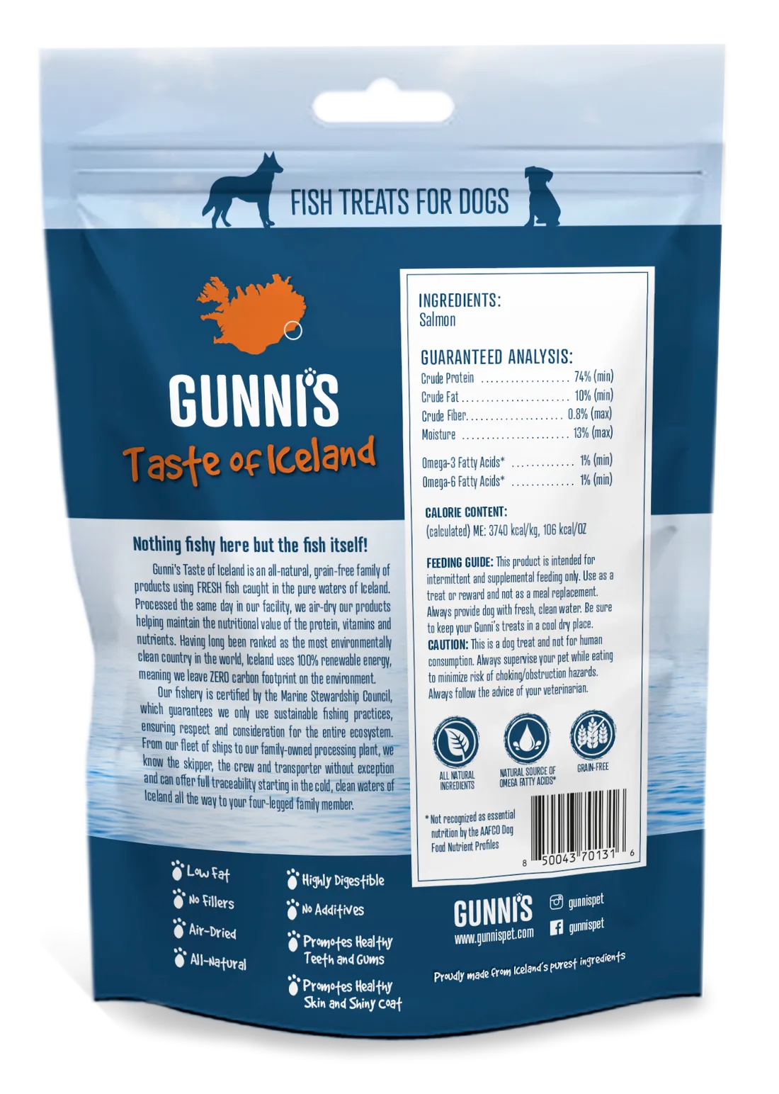 Gunni's Salmon Skin Shorties Chews for Dogs