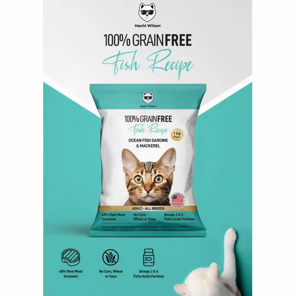 Hachi Wilson Grain Free Ocean Fish Sardine & Mackerel Adult Cat Dry Food