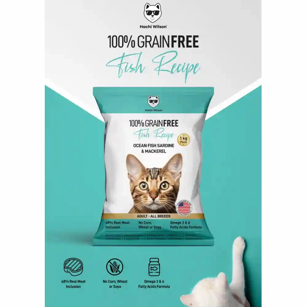 Hachi Wilson Grain Free Ocean Fish Sardine & Mackerel Adult Cat Dry Food