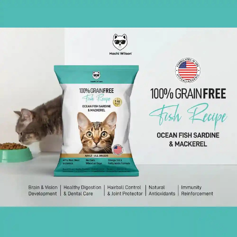 Hachi Wilson Grain Free Ocean Fish Sardine & Mackerel Adult Cat Dry Food