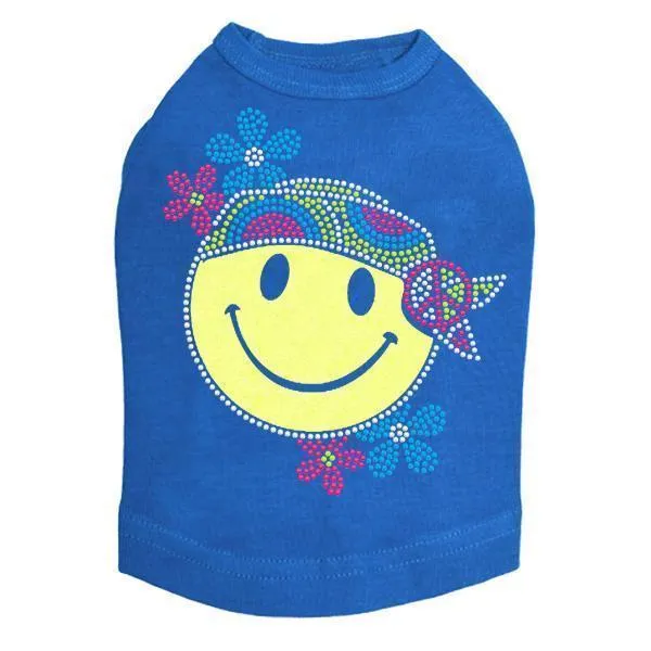 Happy Face Hippy Rhinestone Dog Tank