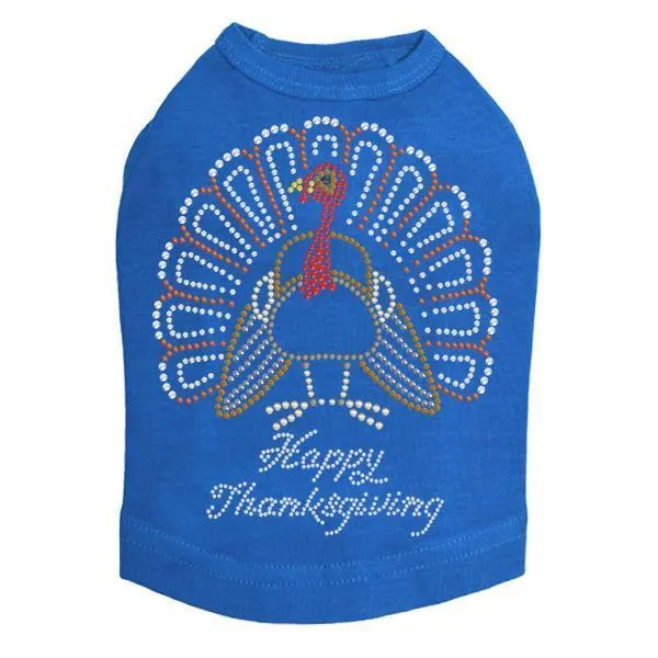 Happy Thanksgiving Turkey Rhinestone Dog Tank