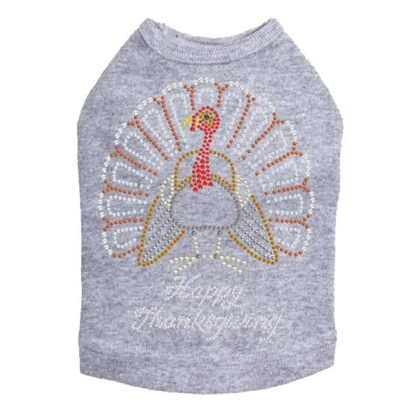 Happy Thanksgiving Turkey Rhinestone Dog Tank
