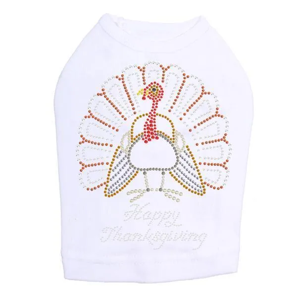 Happy Thanksgiving Turkey Rhinestone Dog Tank