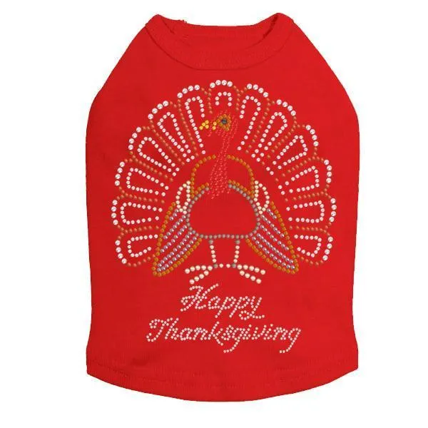 Happy Thanksgiving Turkey Rhinestone Dog Tank