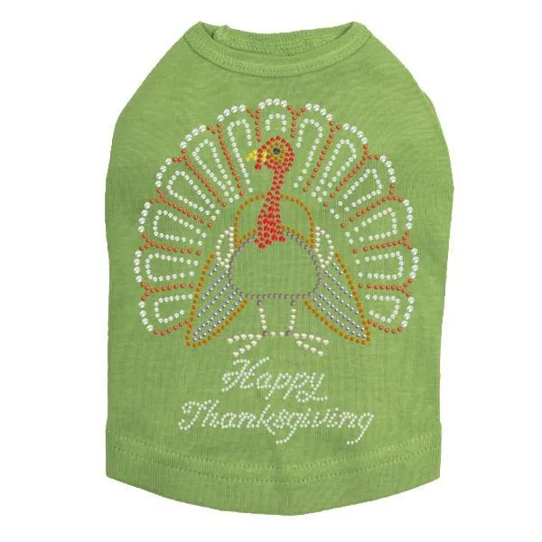 Happy Thanksgiving Turkey Rhinestone Dog Tank