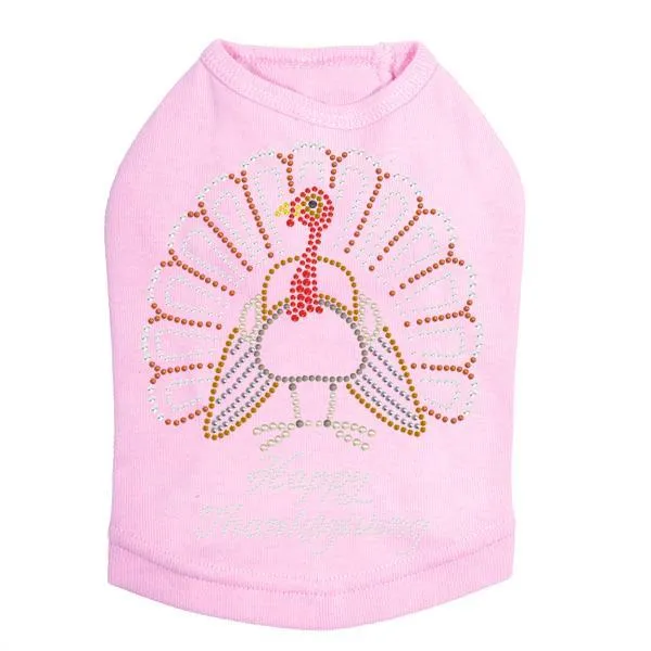 Happy Thanksgiving Turkey Rhinestone Dog Tank