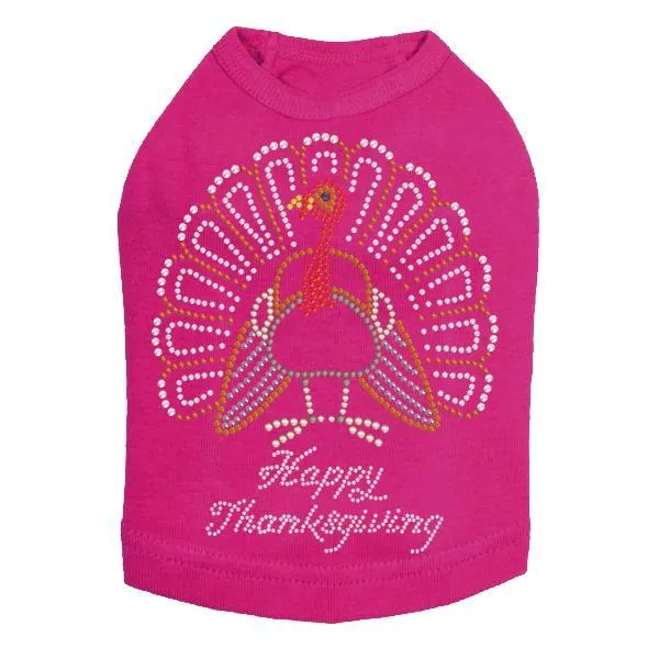 Happy Thanksgiving Turkey Rhinestone Dog Tank
