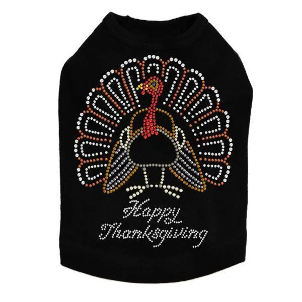 Happy Thanksgiving Turkey Rhinestone Dog Tank