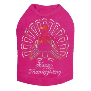 Happy Thanksgiving Turkey Rhinestone Dog Tank