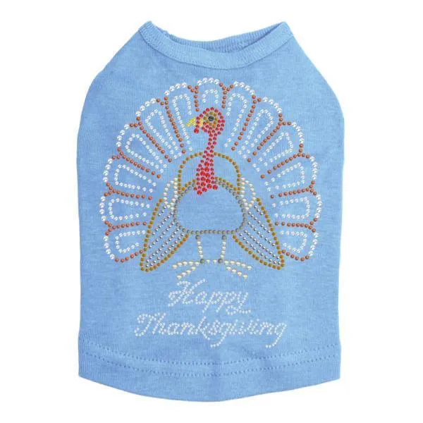 Happy Thanksgiving Turkey Rhinestone Dog Tank