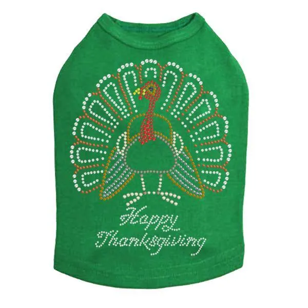 Happy Thanksgiving Turkey Rhinestone Dog Tank