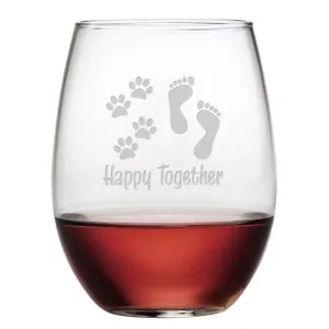 Happy Together Stemless Wine Glasses, Set Of 4