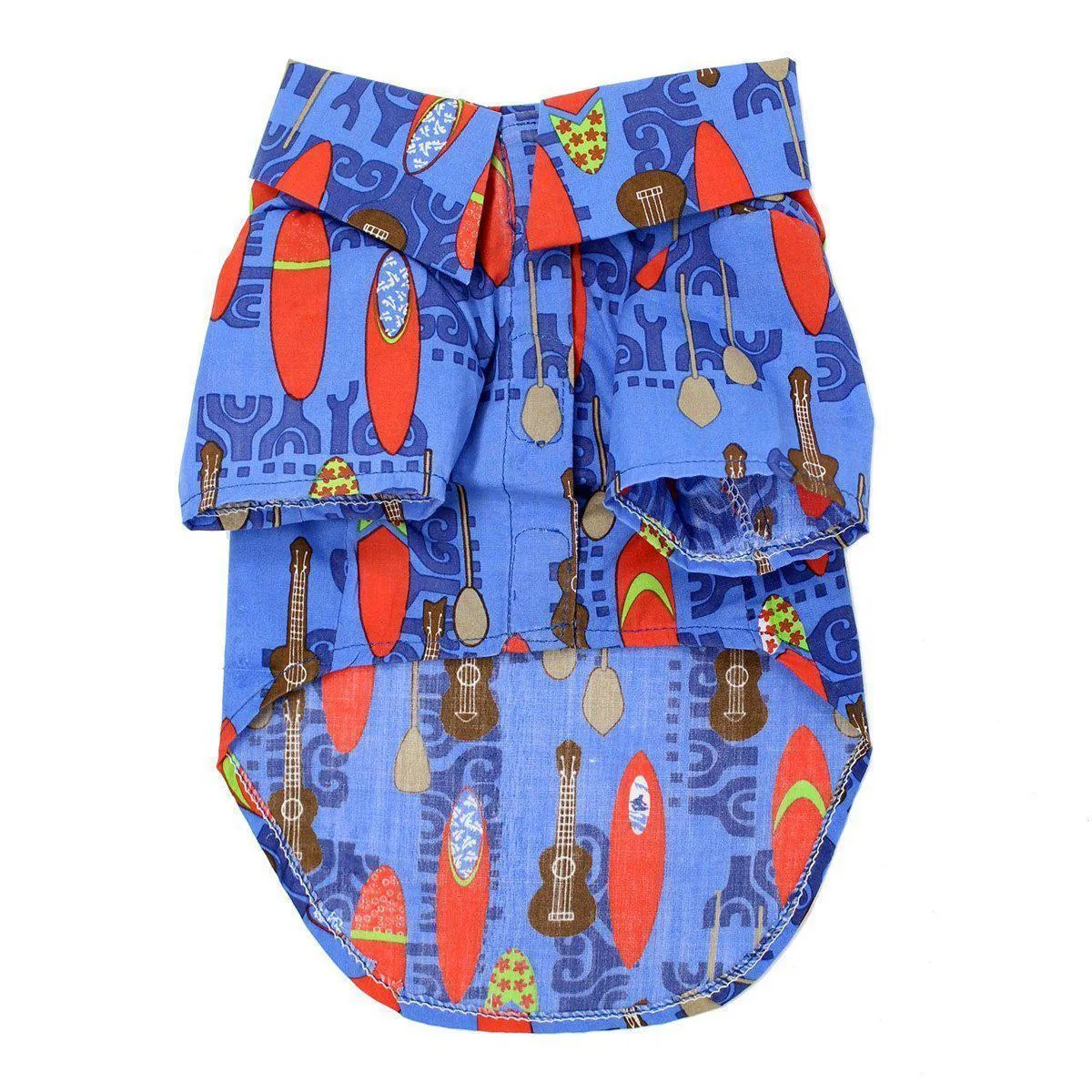 Hawaiian Dog Camp Shirt Ukeleles And Surfboards XXLarge