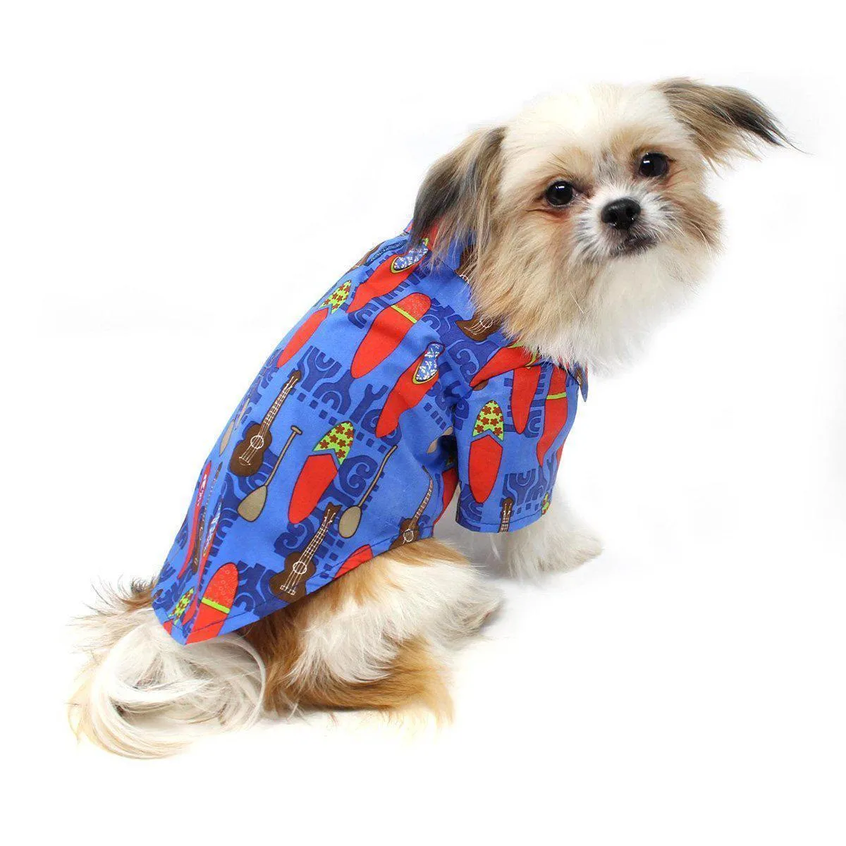 Hawaiian Dog Camp Shirt Ukeleles And Surfboards XXLarge