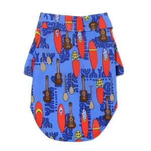 Hawaiian Dog Camp Shirt Ukeleles And Surfboards XXLarge