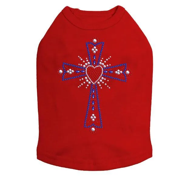 Heart Cross Rhinestone Dog Tank