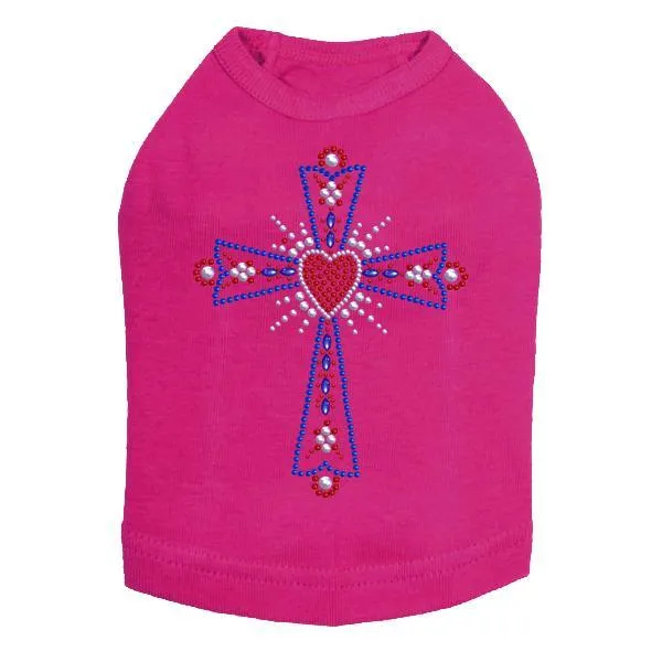 Heart Cross Rhinestone Dog Tank