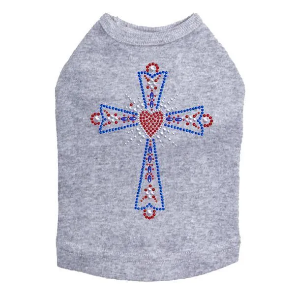 Heart Cross Rhinestone Dog Tank