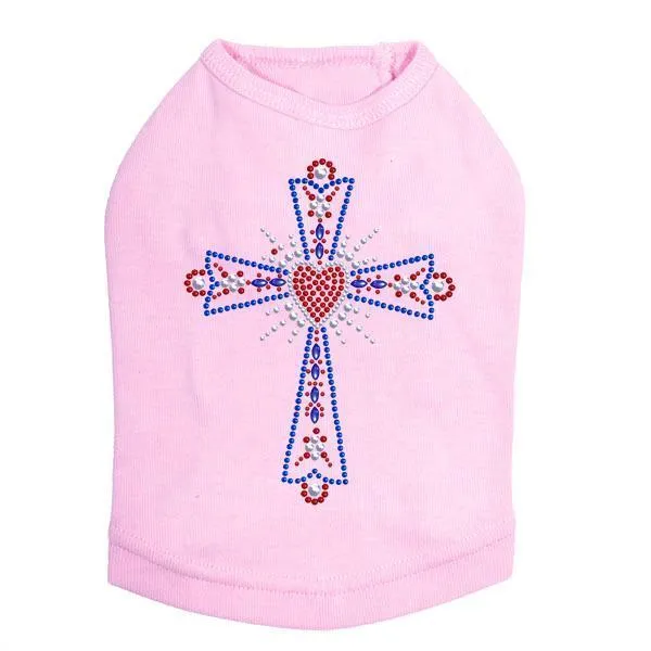 Heart Cross Rhinestone Dog Tank