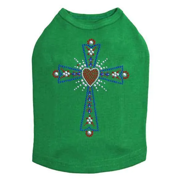 Heart Cross Rhinestone Dog Tank