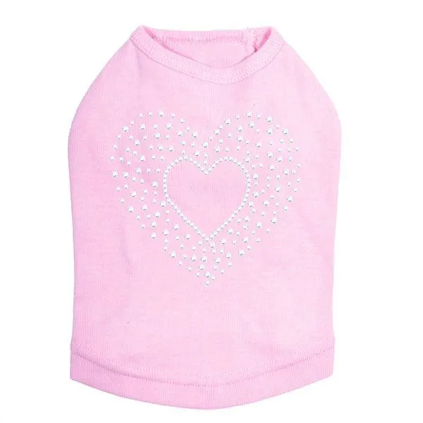 Heart With Scattered Stones Rhinestone Dog Tank