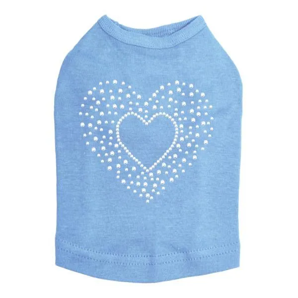 Heart With Scattered Stones Rhinestone Dog Tank