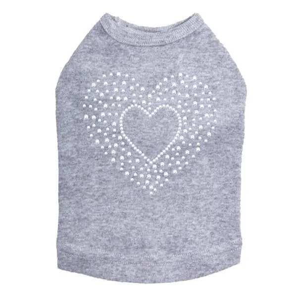Heart With Scattered Stones Rhinestone Dog Tank