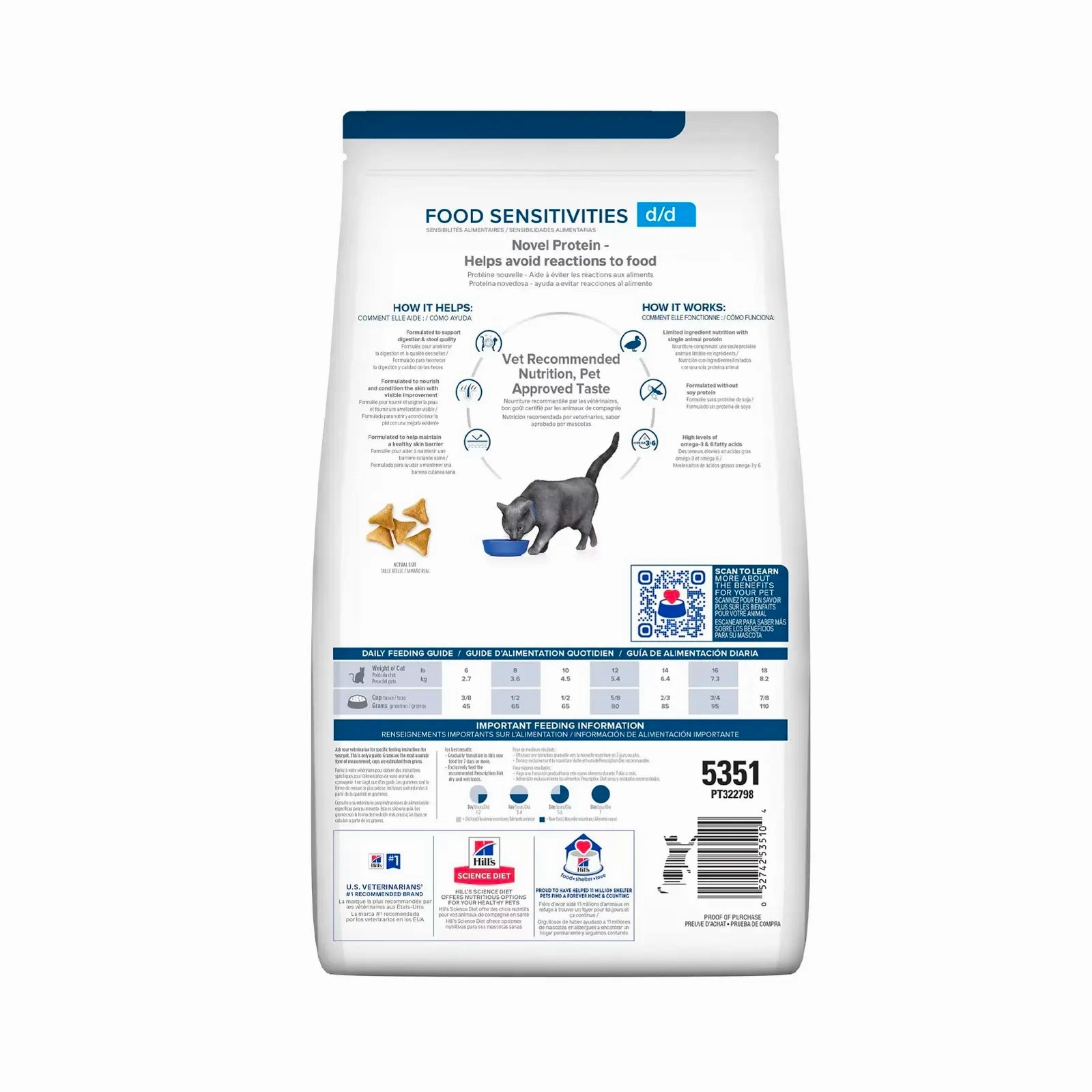 Hill's Prescription Diet - Feline d/d Skin Sensitivities "Duck & Green Pea" 3.5lbs