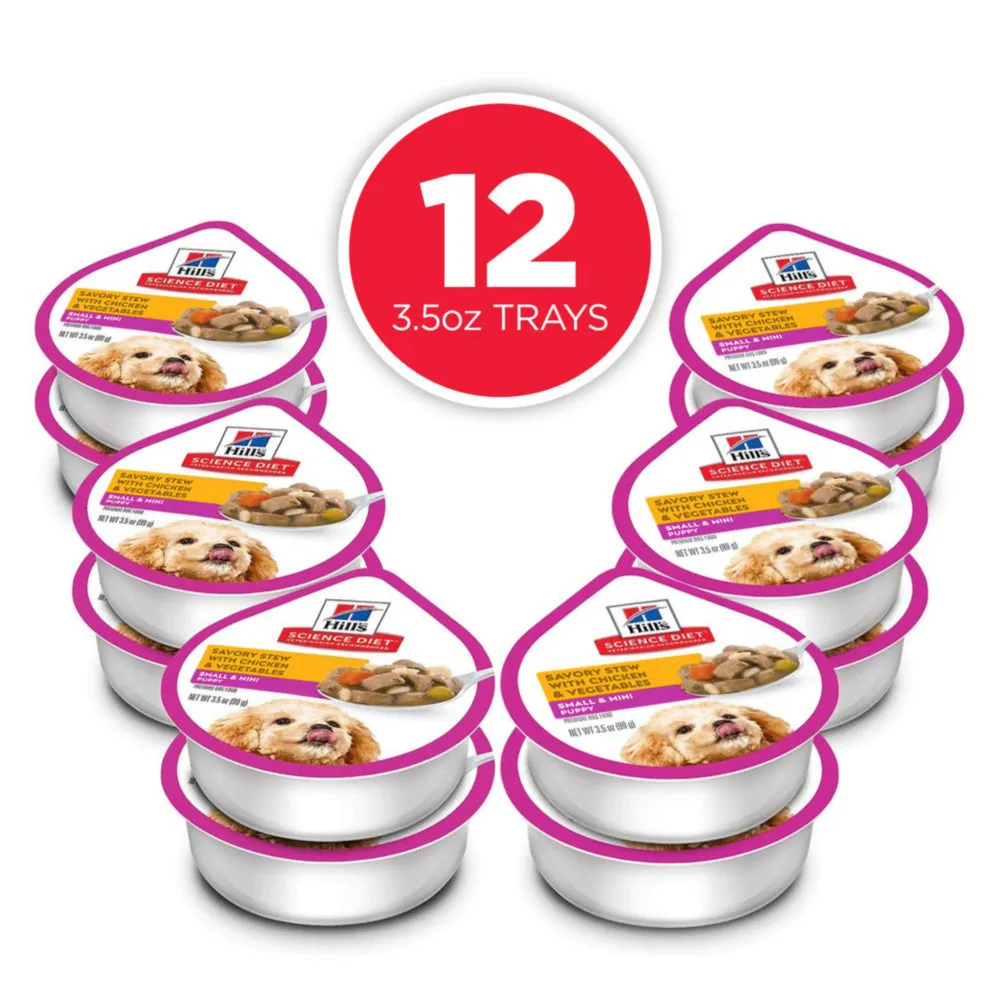 Hill's Science Diet Small & Toy Breed Puppy Savory Chicken & Vegetable Stew Dog Food Trays