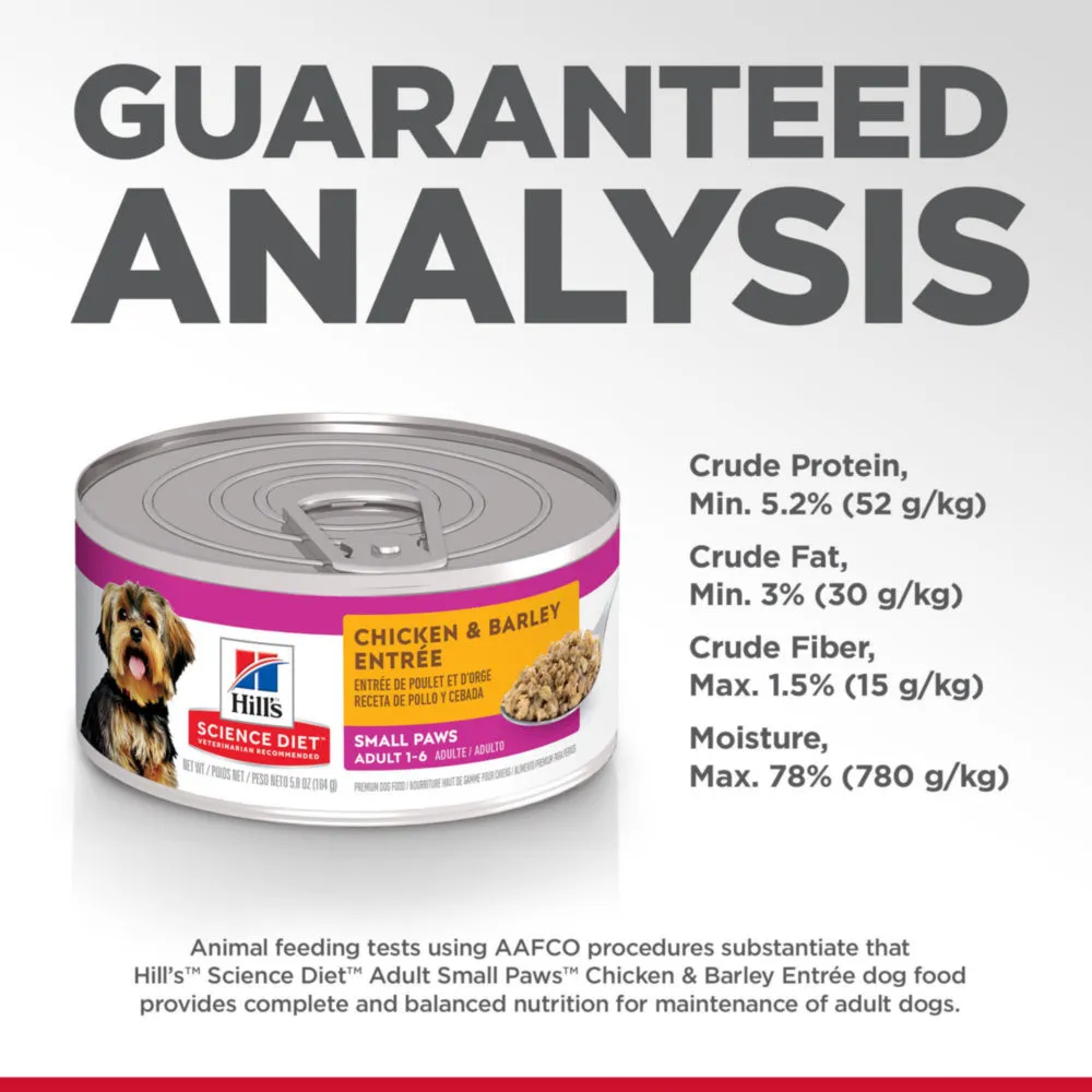 Hill's Science Diet Small Paws Chicken & Barley Entree Canned Dog Food