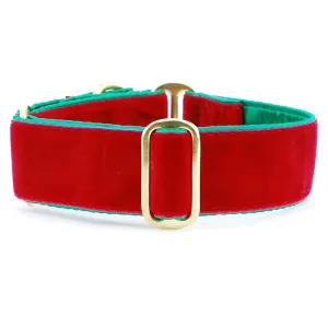 Holiday Velvet Dog Collar Red/Green