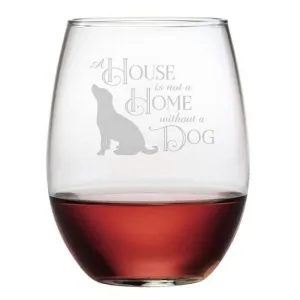 House Home Dog Stemless Wine Glasses, Set Of 4