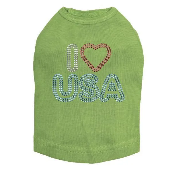 I Heart USA Rhinestone Dog Tank