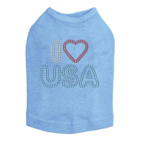 I Heart USA Rhinestone Dog Tank