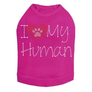I Love My Human Rhinestone Dog Tank