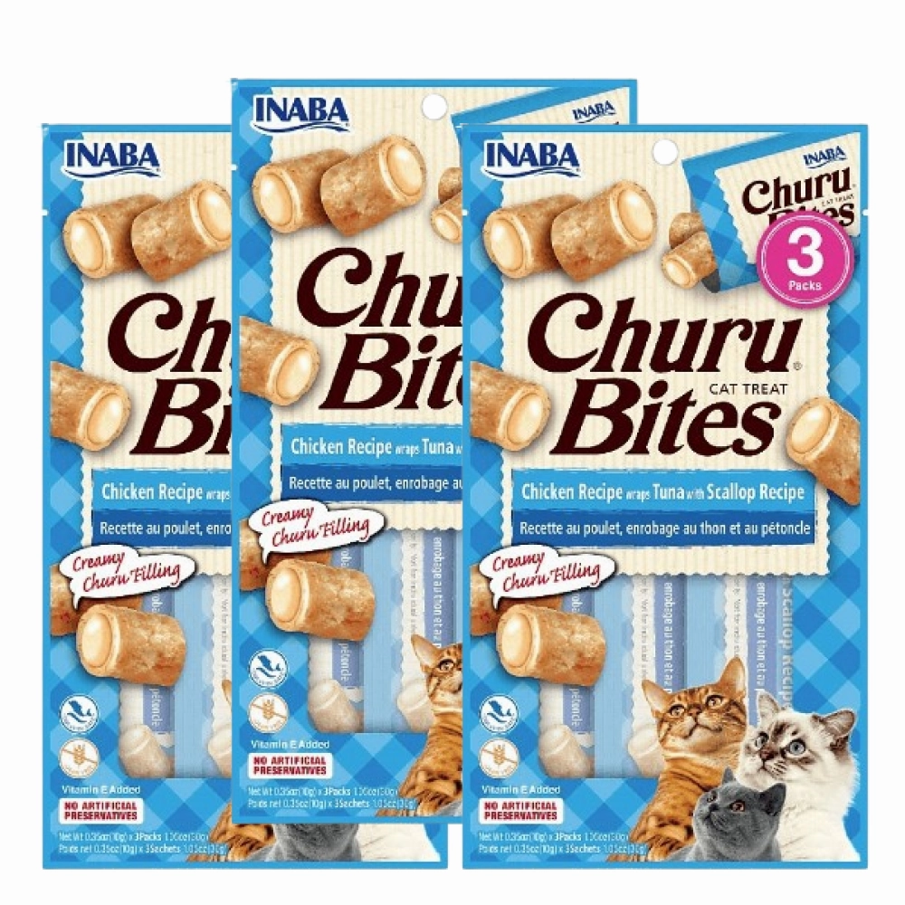 INABA Churu Bites Chicken Recipe Wraps Tuna with Scallop Recipe Cat Treats
