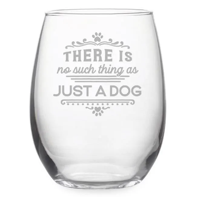 Just A Dog Stemless Wine Glasses, Set Of 4