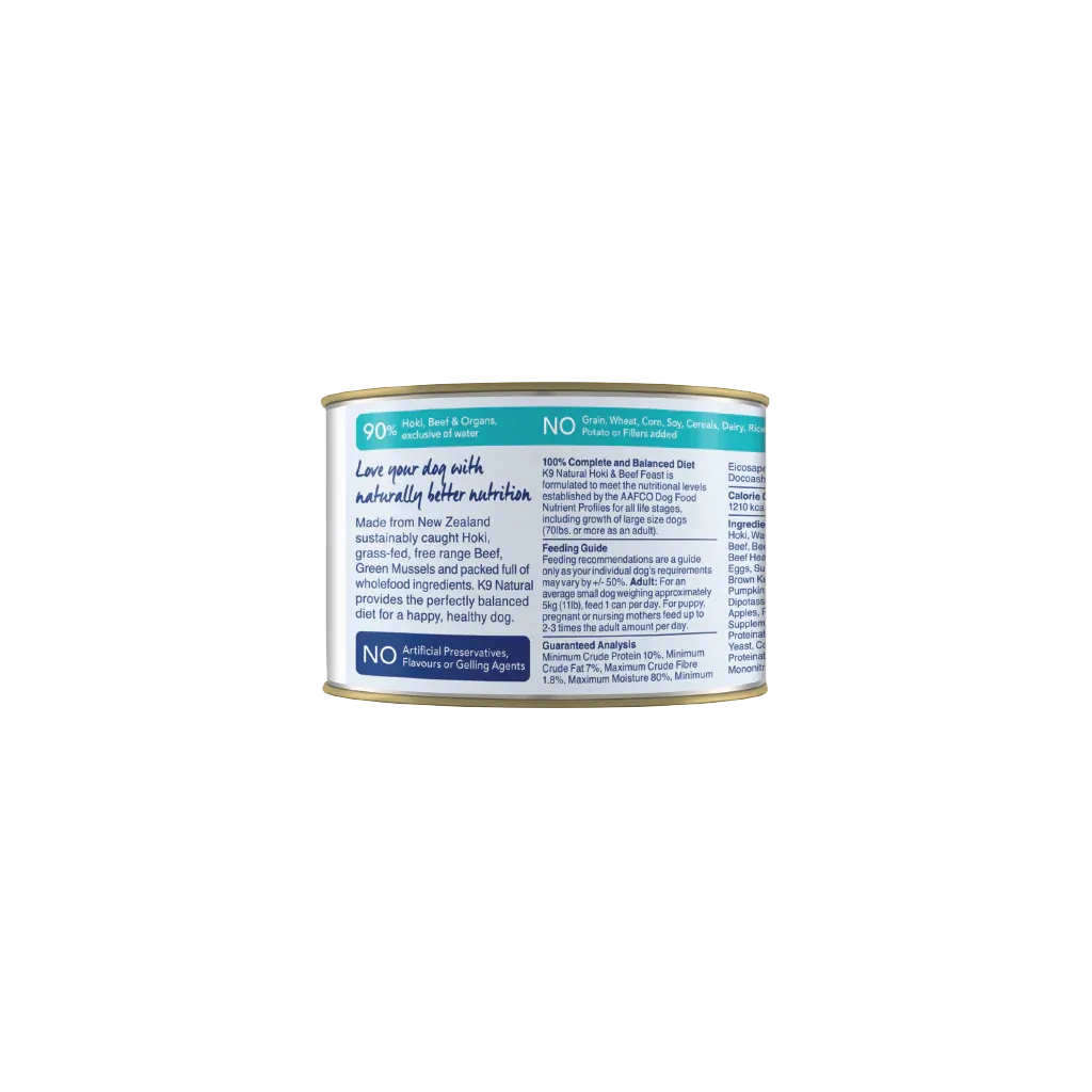 K9 Natural Canned Dog Food - Hoki & Beef Feast