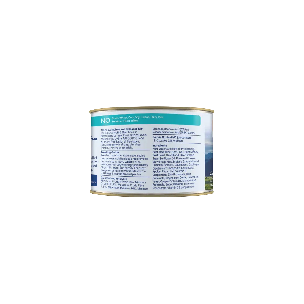 K9 Natural Canned Dog Food - Hoki & Beef Feast