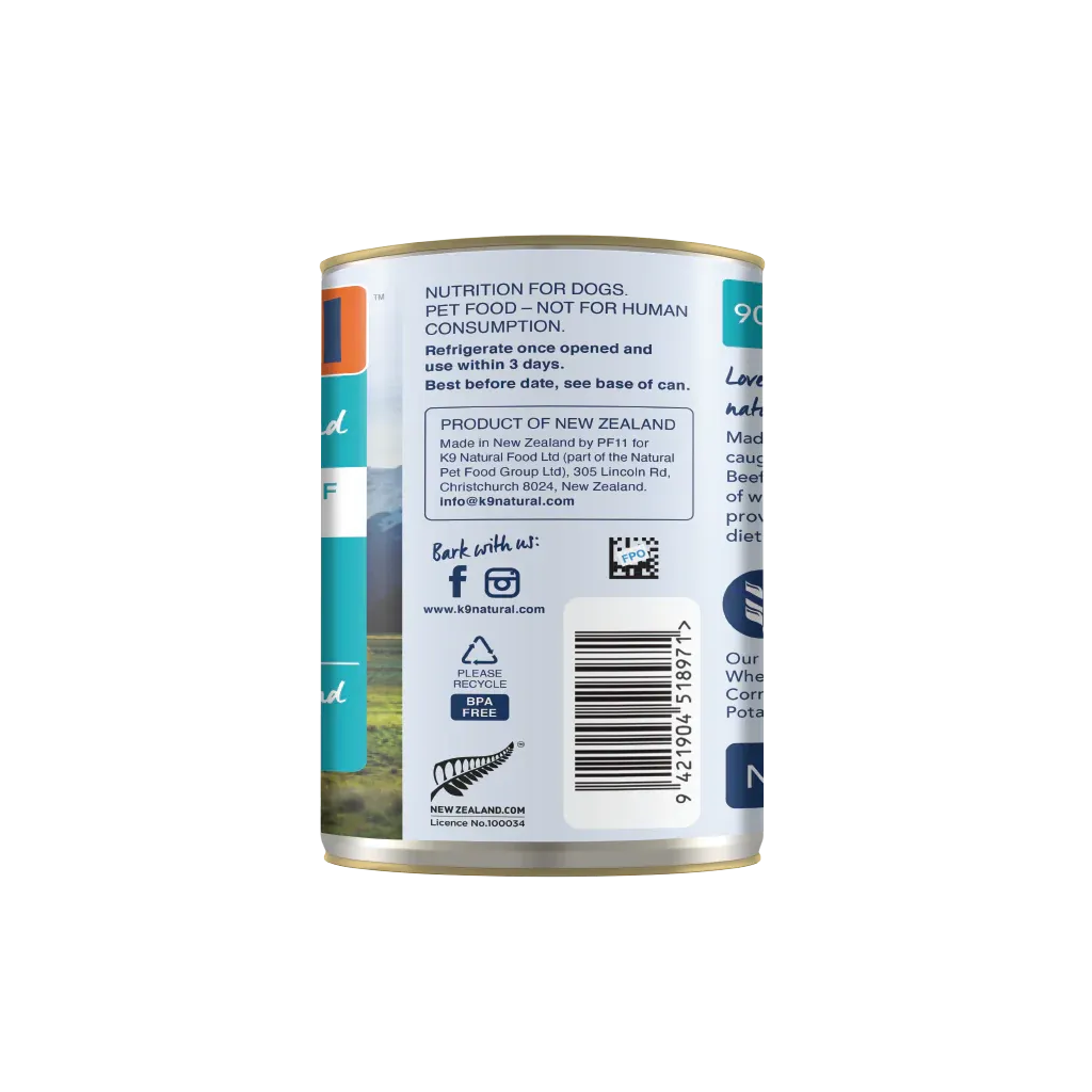 K9 Natural Canned Dog Food - Hoki & Beef Feast
