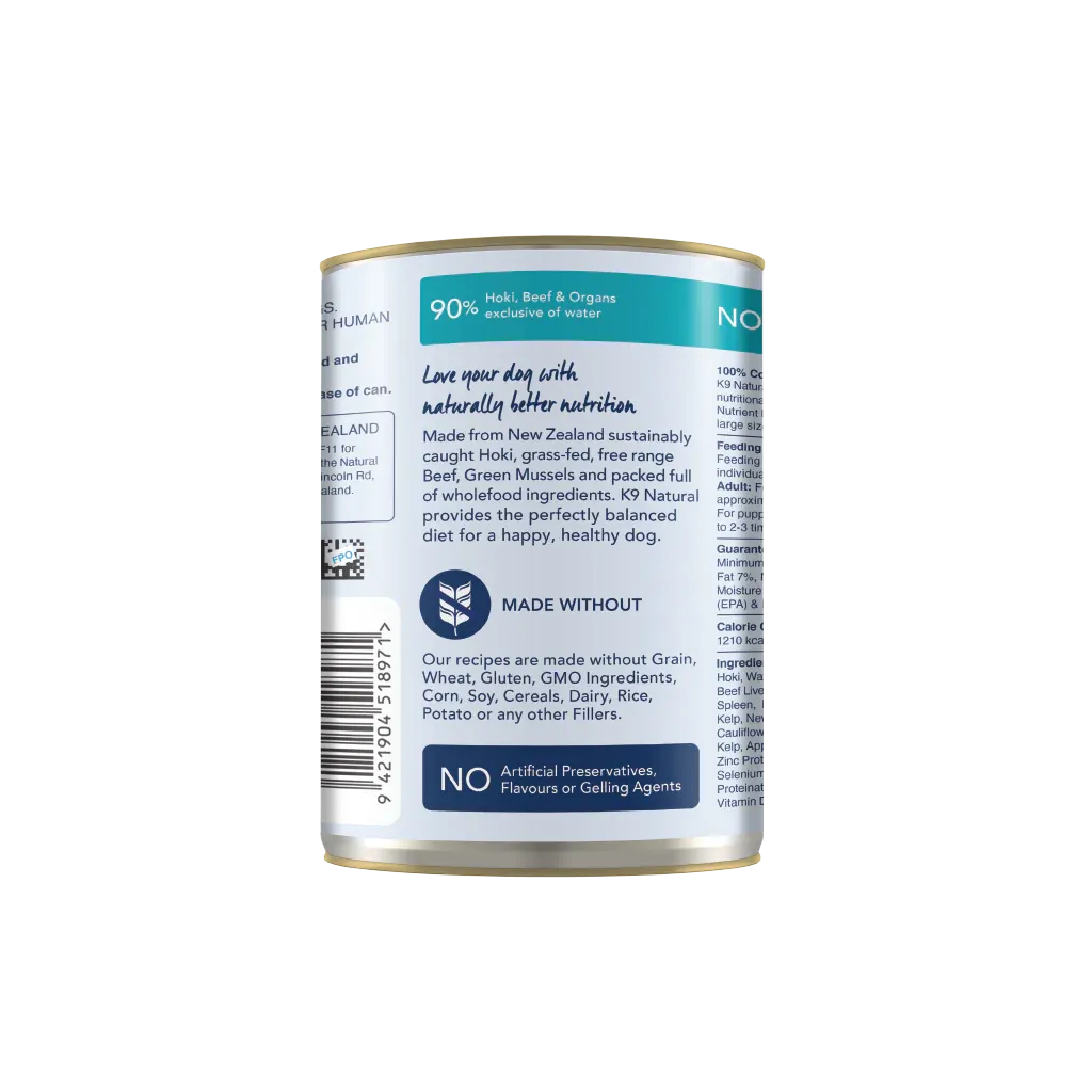 K9 Natural Canned Dog Food - Hoki & Beef Feast