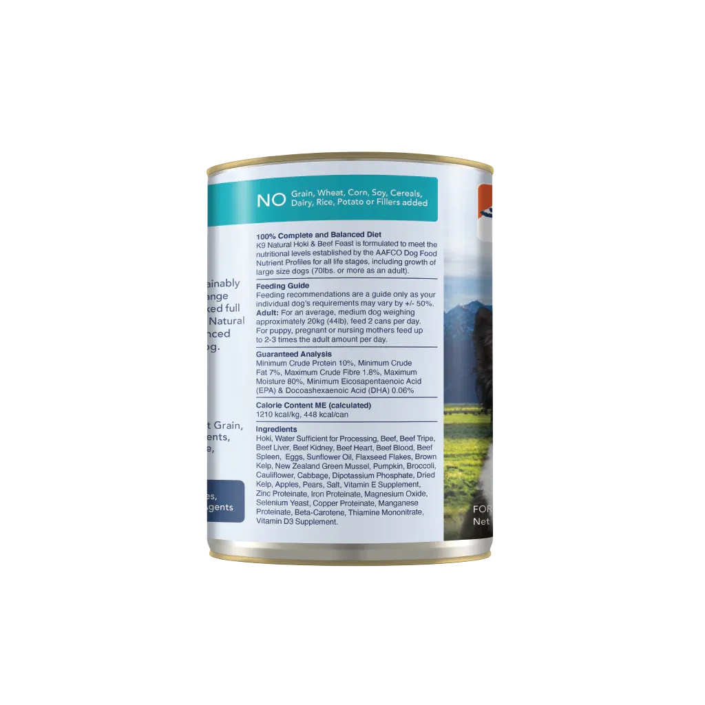 K9 Natural Canned Dog Food - Hoki & Beef Feast