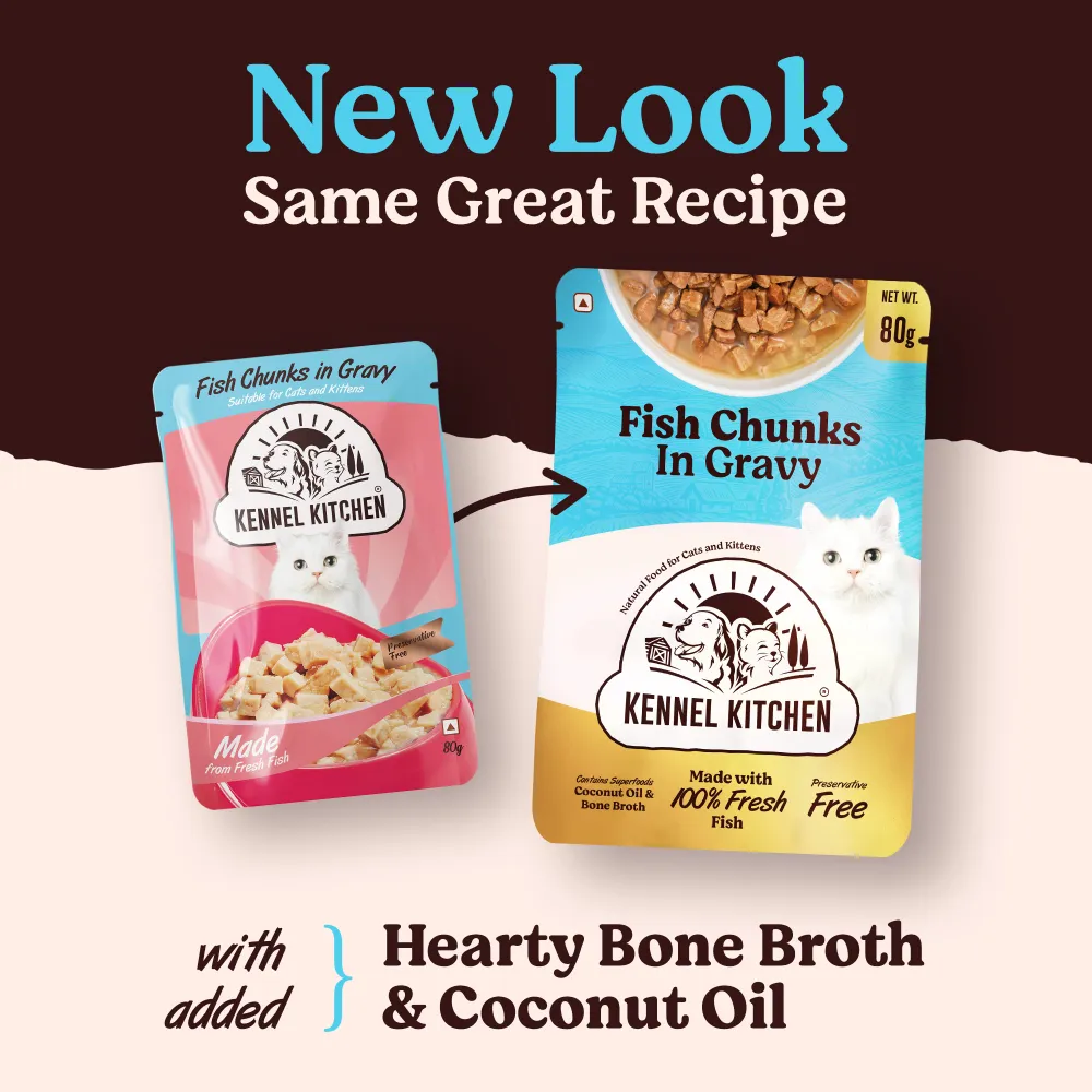 Kennel Kitchen Fish Gravy All Life Stage Wet Food, Scoopy Lavender Natural Brown Sand Cat Litter Combo