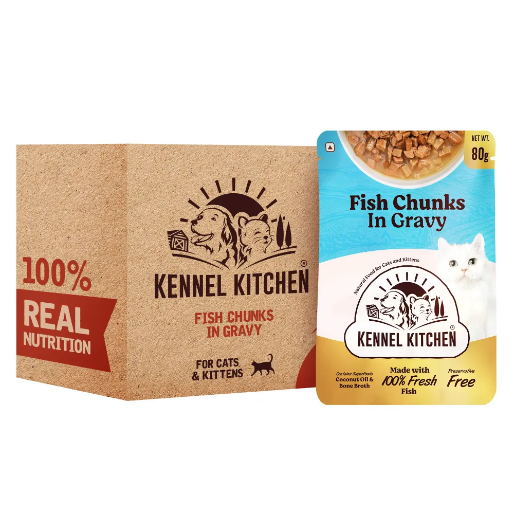 Kennel Kitchen Fish Gravy All Life Stage Wet Food, Scoopy Lavender Natural Brown Sand Cat Litter Combo