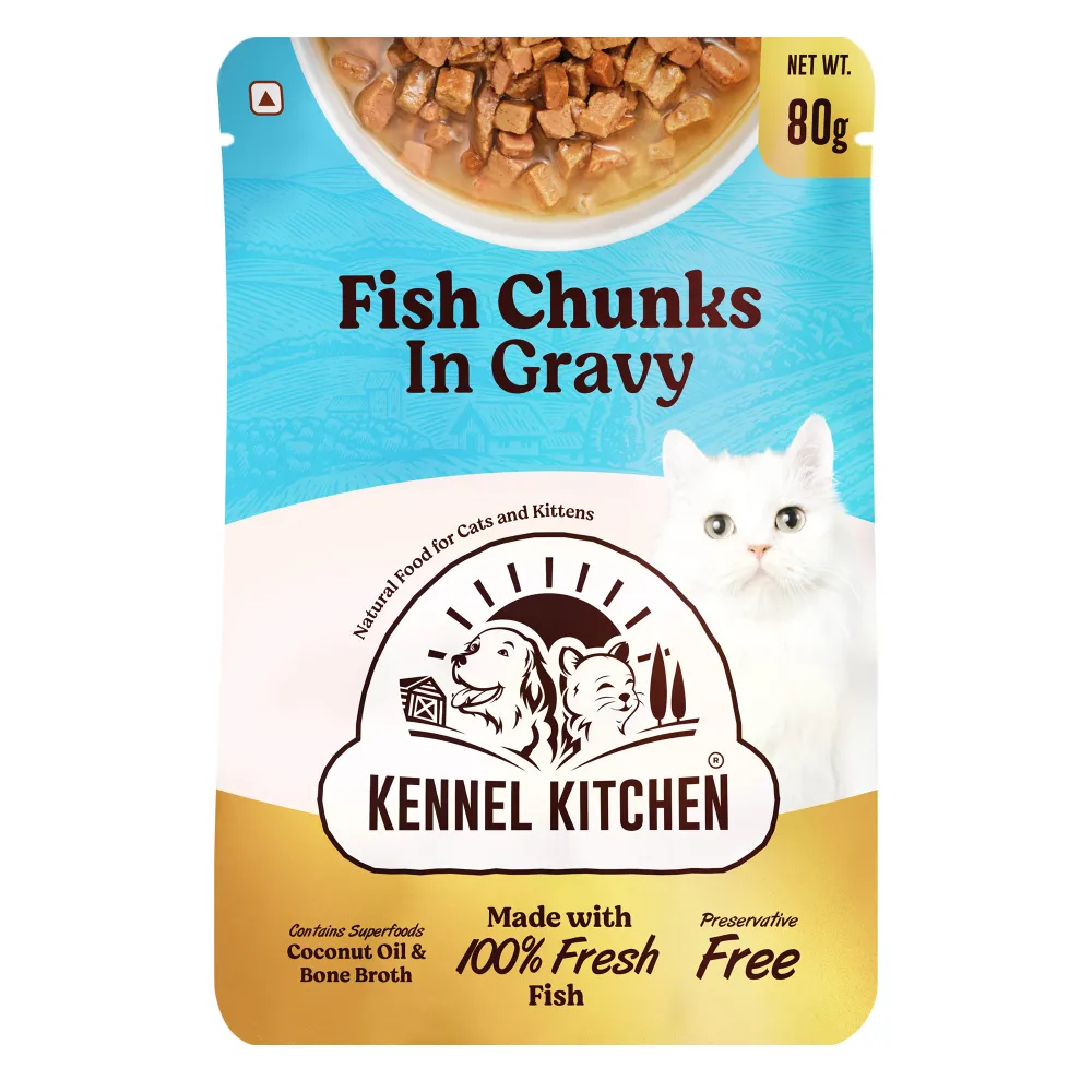 Kennel Kitchen Fish Gravy All Life Stage Wet Food, Scoopy Lavender Natural Brown Sand Cat Litter Combo